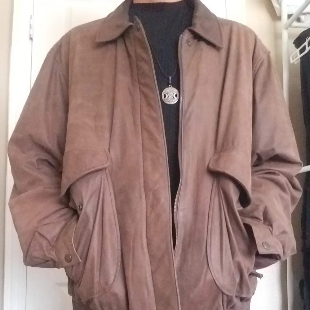 Vintage Leather Jacket, Hunt Club Jacket, Tall XLT 45-47 Made in Korea